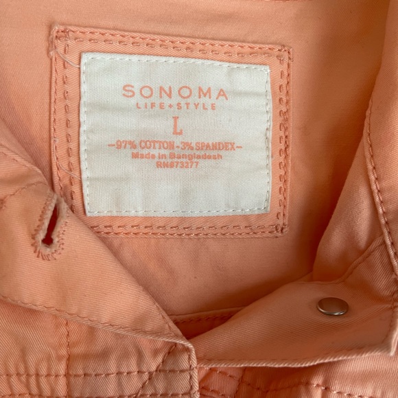 Sonoma NWT Lightweight Peach Jean Jacket w/ Long Sleeves, Size L - Picture 4 of 7
